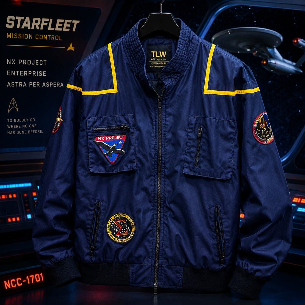 Vintage Space Mission Bomber Jacket Sci Fi Anime Y2K Cosplay XL
